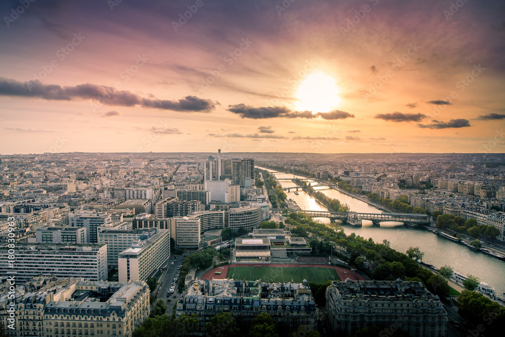 Wall mural view of paris taken from the tour eiffel - france - europe