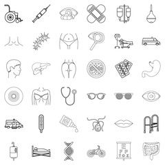 Bacteria icons set, outline style