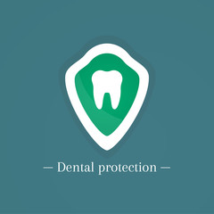 Dental protection shield logotype with tooth icon