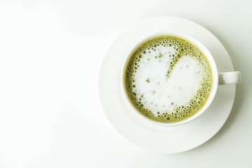 hot green tea latte cup