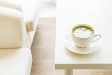 hot green tea latte cup