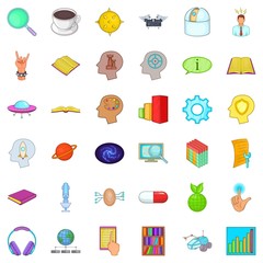 Human head icons set, cartoon style