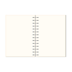 Mock up blank open notebook isolated on white background.