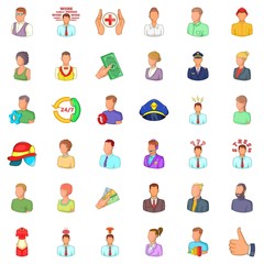 Human resource icons set, cartoon style