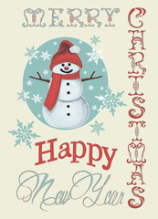 Christmas card with snowmen