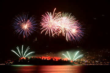 Fireworks at Comacina island in Como lake for st. john's day