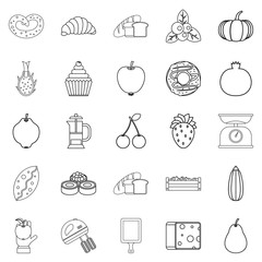 Collective farm icons set, outline style