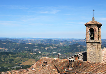 Fototapeta premium old church tower landscape San Marino Italy
