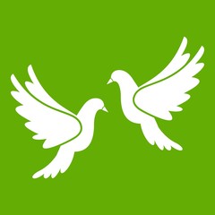 Wedding doves icon green