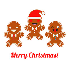 Poster Christmas Gingerbread on a white background. Christmas gingerman. Cute cartoon Gingerbread. 