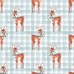 Wall murals Little deer Watercolor pattern with fawns 3 