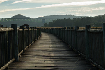 Naklejka premium Pusty drewniany chodnik