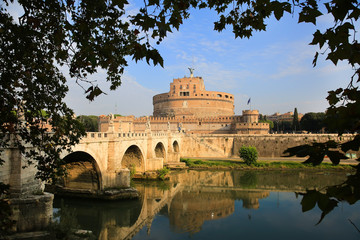 Fototapeta premium Castel St. Angelo and St. Angelo Bridge in Rome, Italy