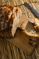 homemade bread on a wooden board