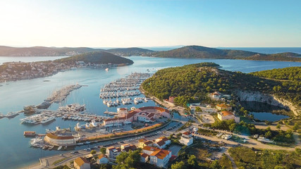 Aerial View of Yacht Club and Marina in Croatia, 4K. Frapa