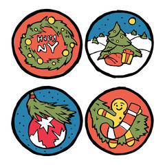 Set of Christmas and New Year emblems