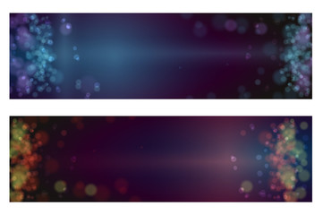 Christmas bokeh background defocused lights. Glowing techno abstract background