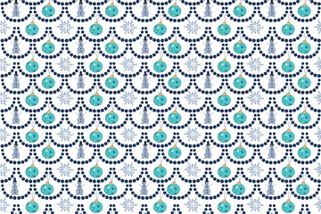 Christmas Seamless Pattern With Snowman, Christmas Ball, Snowflake. Vector Holiday Background For Wallpaper, Wrapping, Christmas Decorations.