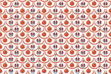 Christmas Seamless Pattern With Snowman, Christmas Ball, Snowflake. Vector Holiday Background For Wallpaper, Wrapping, Christmas Decorations.