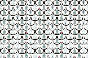 Christmas Seamless Pattern With Snowman, Christmas Ball, Snowflake. Vector Holiday Background For Wallpaper, Wrapping, Christmas Decorations.