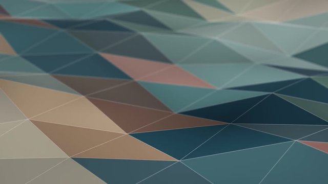 Multi color polygonal surface waving. Semless loop  Abstract geometrical modern background 4k UHD (3840x2160)