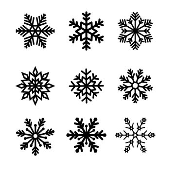 COLLECTION OF SNOW FLAKE SYMBOL. ISOLATED WINTER SET ICON