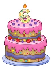 Birthday cake image for 6 years old