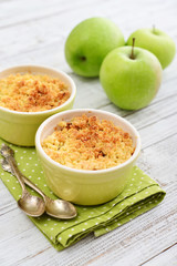 Apple crumble in small baking dish