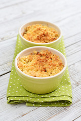Apple crumble in small baking dish