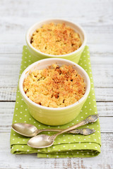 Apple crumble in small baking dish