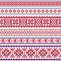 Sami vector seamless pattern, Lapland folk art, traditional knitting and embroidery design 