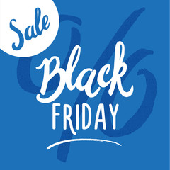Black Friday Sale handmade lettering, calligraphy on blue background for logo, banners, labels, prints, posters. Vector illustration