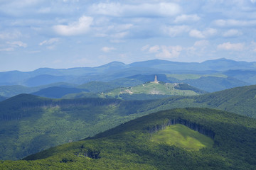 Fototapeta na wymiar Shipka tower view from mount Buzludza, Bulgaria 2