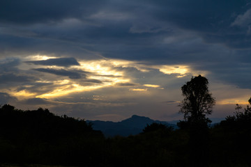 View of the evening sky, orange, blue and black combination is fascinating.