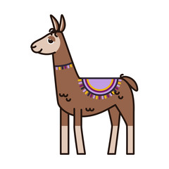 Standing llama, minimal line art style