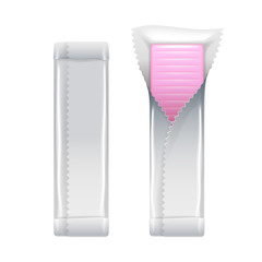 Chewing gum sticks set. Bubble gum vector.