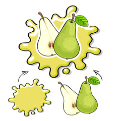 Green juice splash with pear fruit.