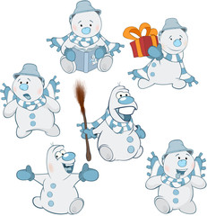 Cartoon Illustration of a Funny Christmas Snowman for you Design