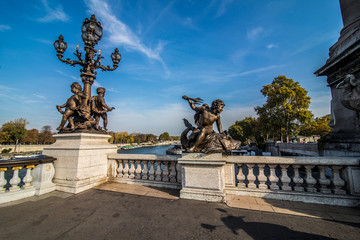 Fototapeta na wymiar Paris, France - November, 2017. Alexandre III Bridge located in Paris, France.