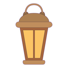 vintage lantern with purple contour