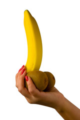 Beautiful female hand holding fruit.