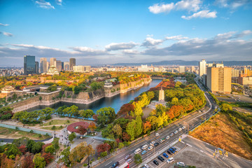 Fototapeta na wymiar Skyline of Osaka city in Japan