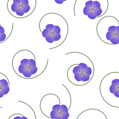 Seamless floral pattern violet Geranium pratense, meadow geranium or Meadow crane's-bill flowers on white background, vector, eps 10