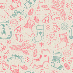 New Year and winter holidays Christmas seamless pattern