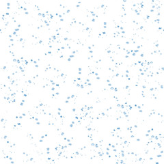 Watercolor blue snow dots on white background . Hand-painted seamless pattern for Happy New Year and Merry Christmas