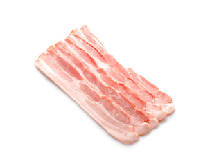 Rashers of bacon on white background