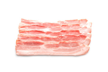 Rashers of bacon on white background