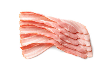Rashers of bacon on white background