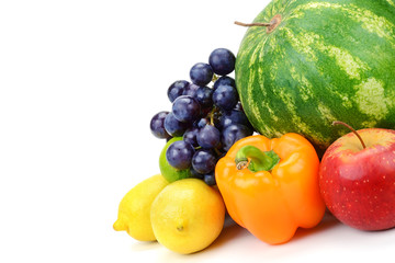 fruits and vegetables isolated on white background