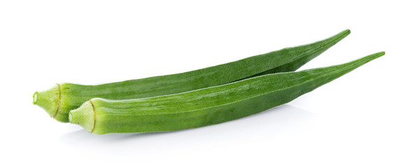 fresh okra isolated on white background